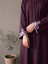 Leaf Cutwork Abayah - Dark Plum