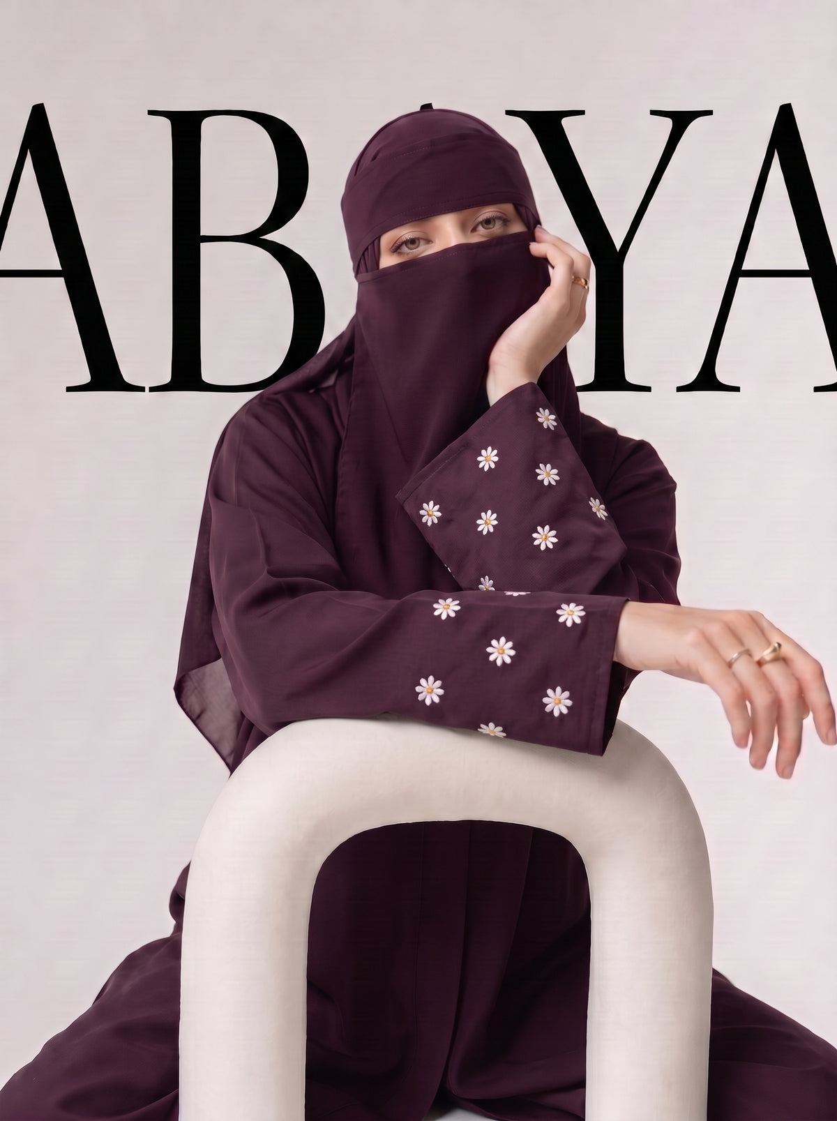 Mini Bloom Abaya - Dark Plum