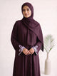 Leaf Cutwork Abayah - Dark Plum