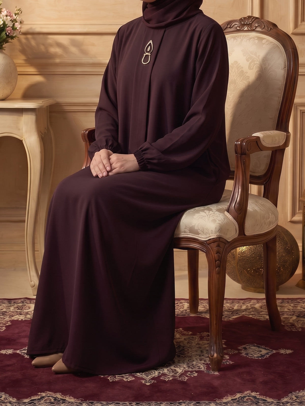 Rs. 1,599 – Everyday Plain Abaya - Dark Garnet