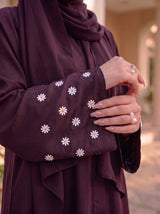 Mini Bloom Abaya - Dark Plum