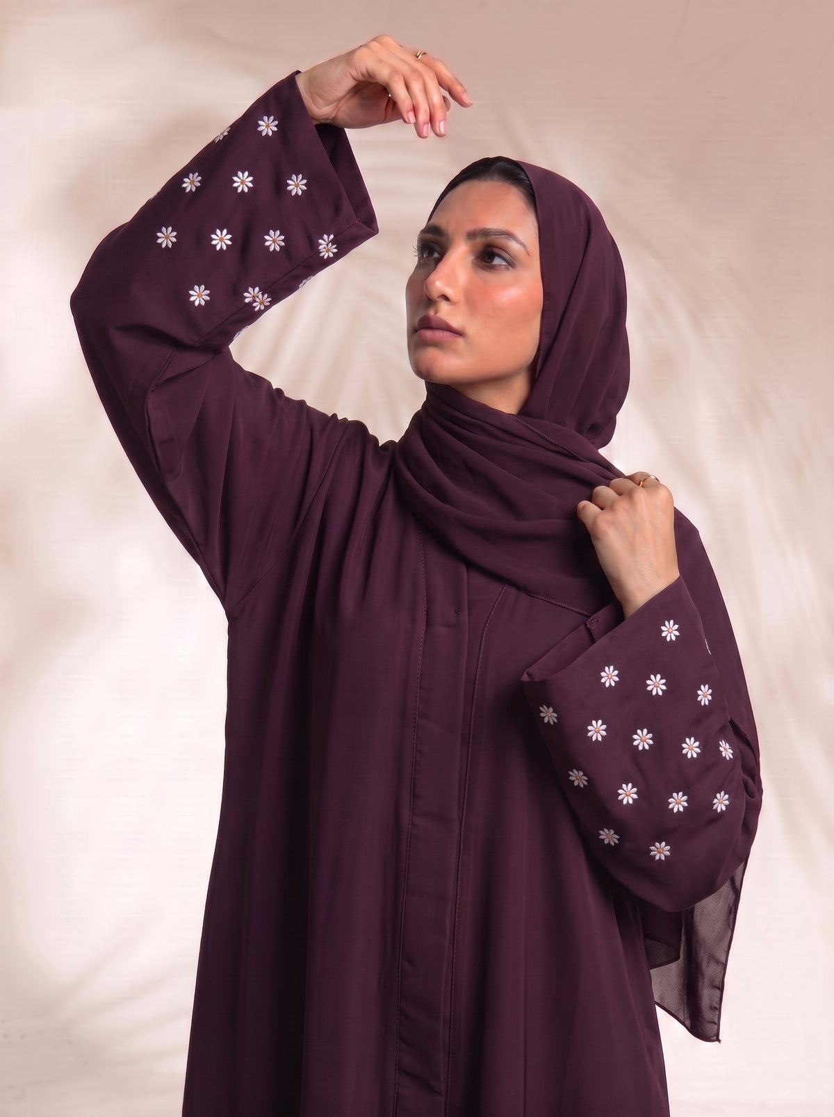 Mini Bloom Abaya - Dark Plum