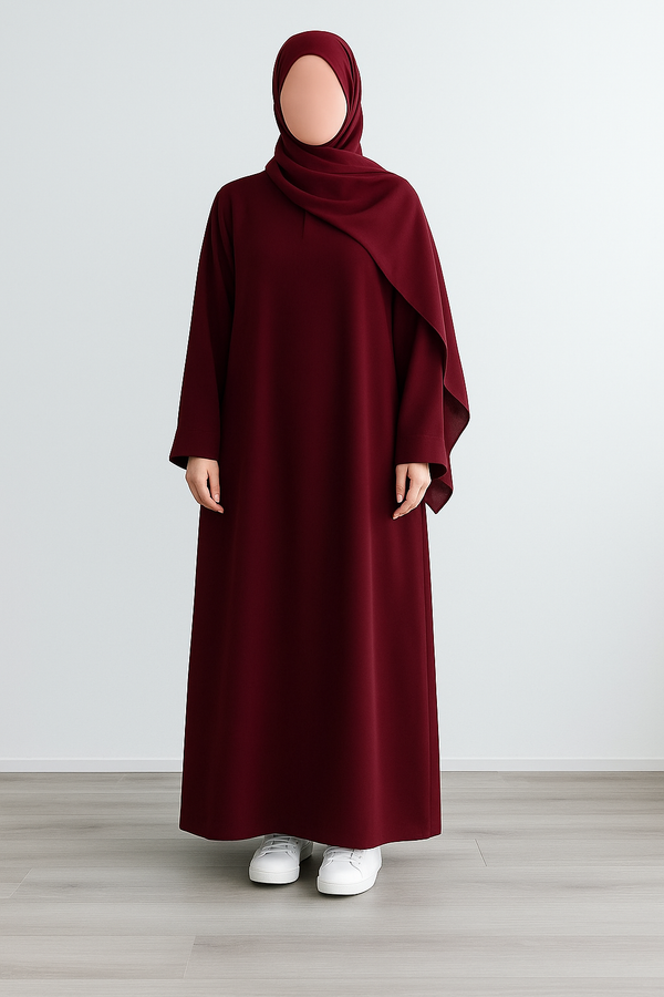PLAIN MAXI ABAYA VOLUME 1 (Dual Pocket) - MEHROON