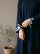 Leaf Cutwork Abayah - Tealish Blue