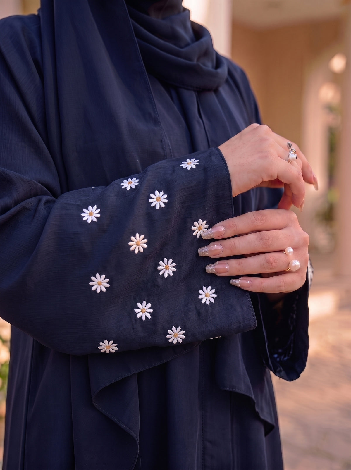 Mini Bloom Abaya - Tealish Blue