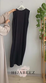 (4 piece)Inner Gown Abaya with scarf and belt -Grey