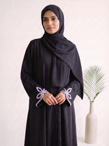 Leaf Cutwork Abayah - Neutral Purple