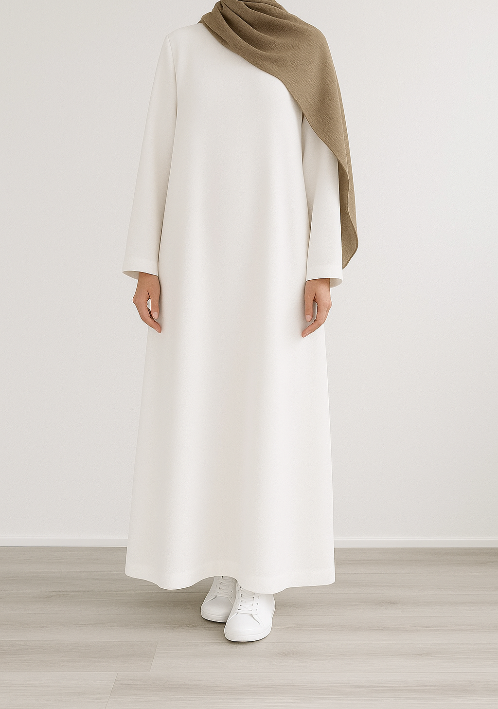 PLAIN MAXI ABAYA VOLUME 1 (Dual Pocket)  - WHITE