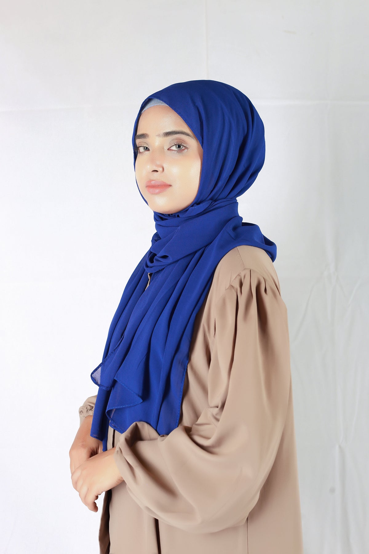 Plain Georgette Navy Blue