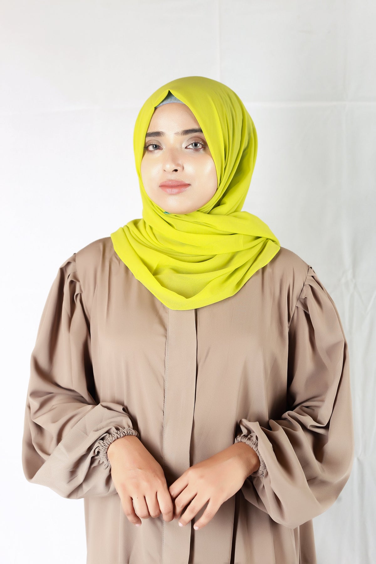 Plain Georgette Chartreuse