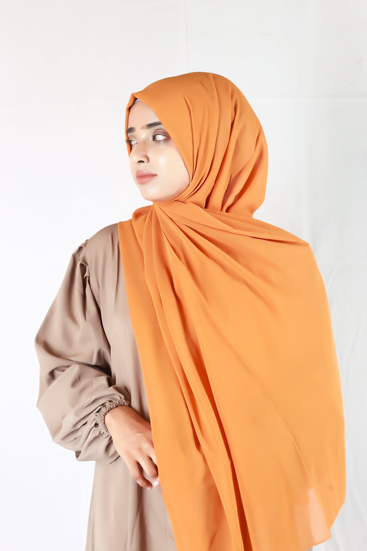 Plain Georgette Orange