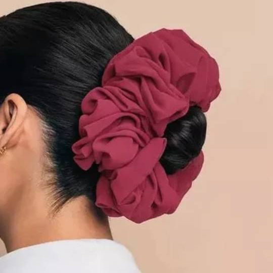 VOLUMIZING GEORGETTE SCRUNCHIE - BRICK RED
