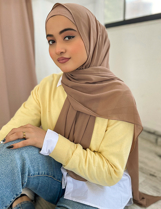 Georgette Hijab with Stitched Cap