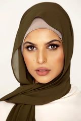 Plain Georgette Olive Green