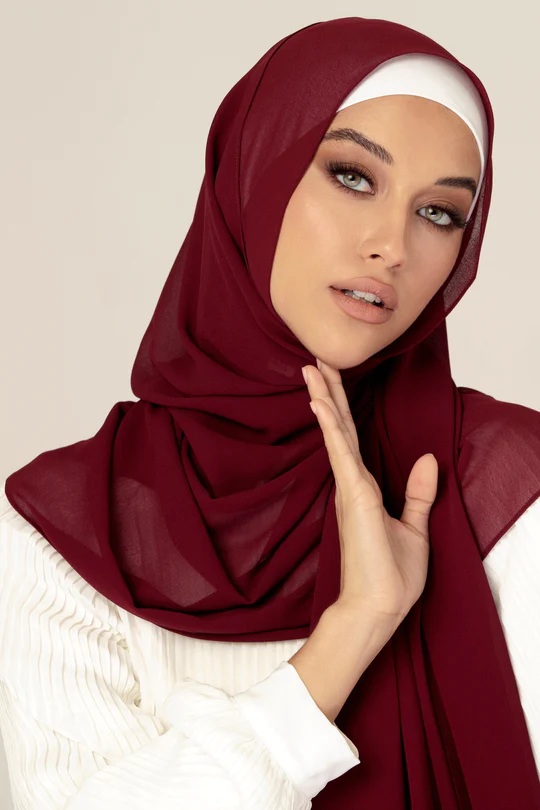 Plain Georgette Maroon"