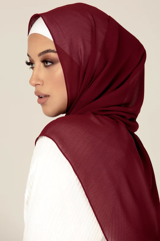 Plain Georgette Maroon"