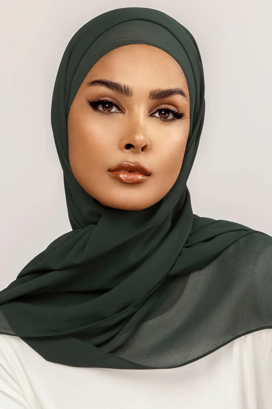 Plain Georgette Bottle Green