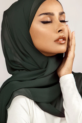 Plain Georgette Bottle Green