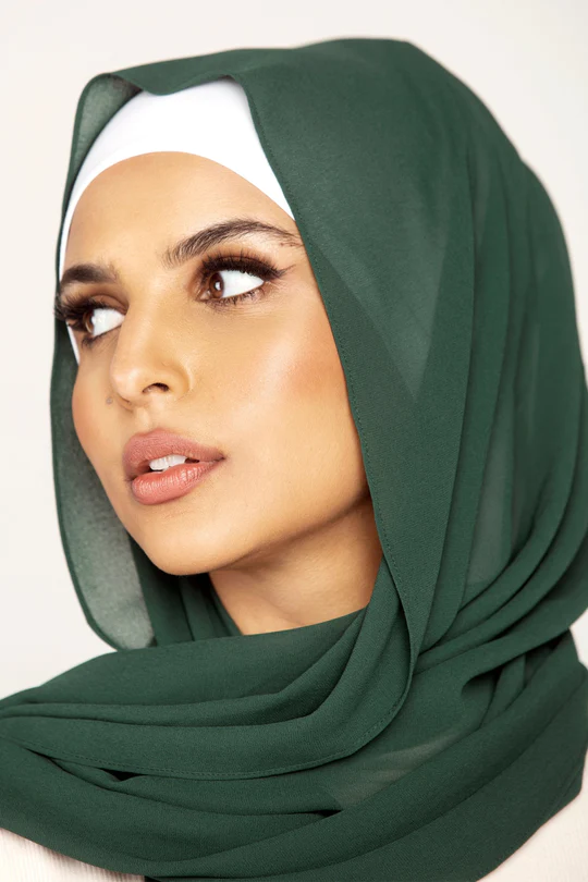 Plain Georgette Emerald Green