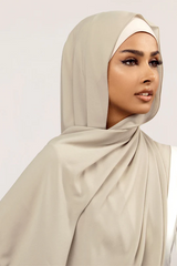 Plain Georgette Pistachio Grey