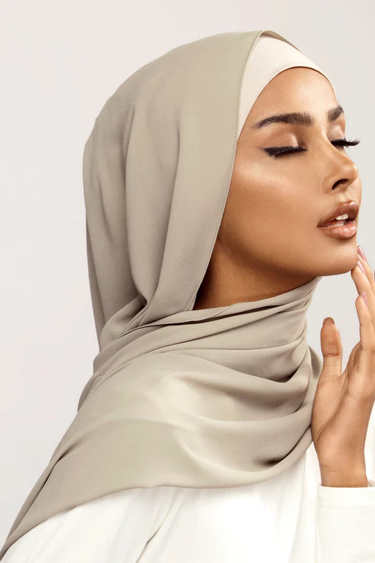 Plain Georgette Pistachio Grey