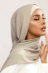 Plain Georgette Pistachio Grey