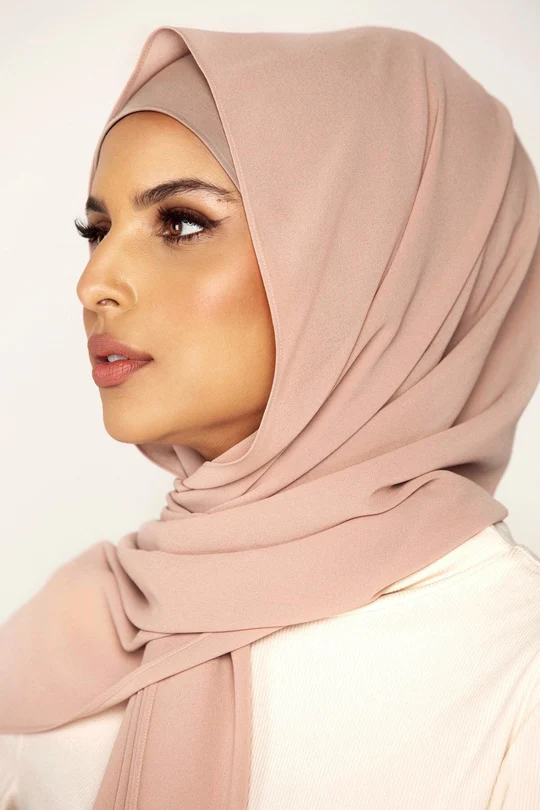 Plain Georgette Khaki Rose
