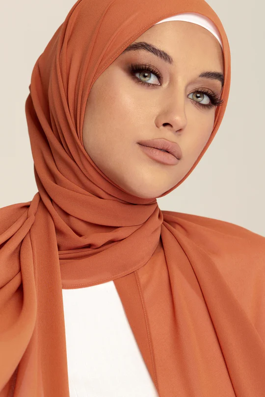 Plain Georgette Coral Bliss
