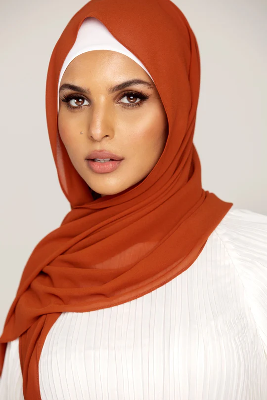 Plain Georgette Burnt Orange