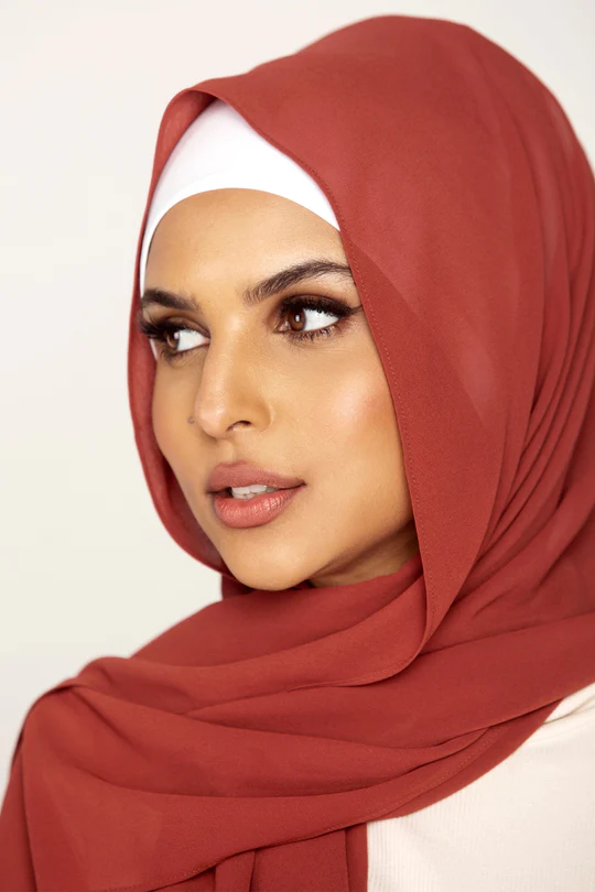 Plain Georgette Rust