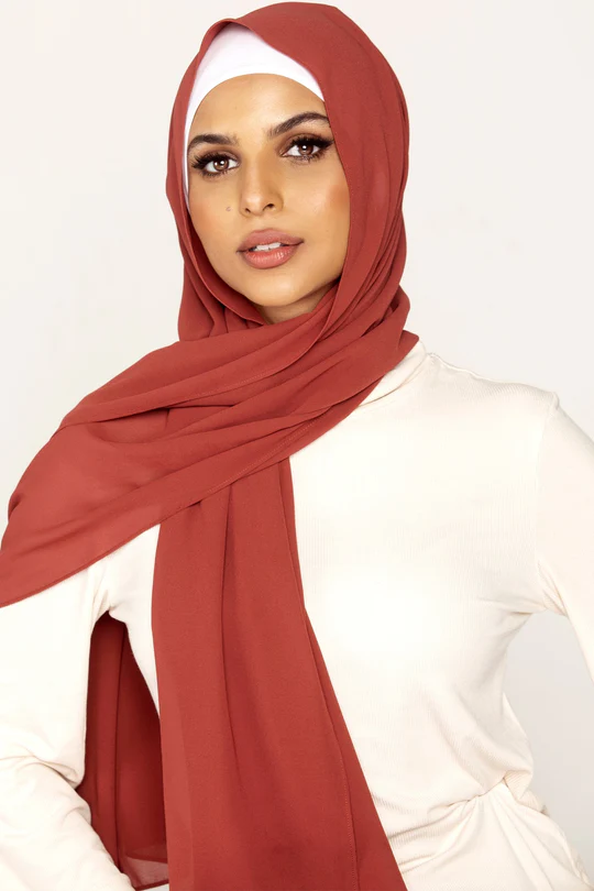 Plain Georgette Rust