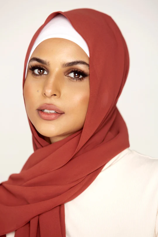Plain Georgette Rust