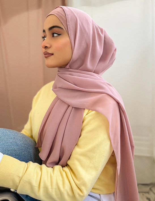 Georgette Hijab with Stitched Cap